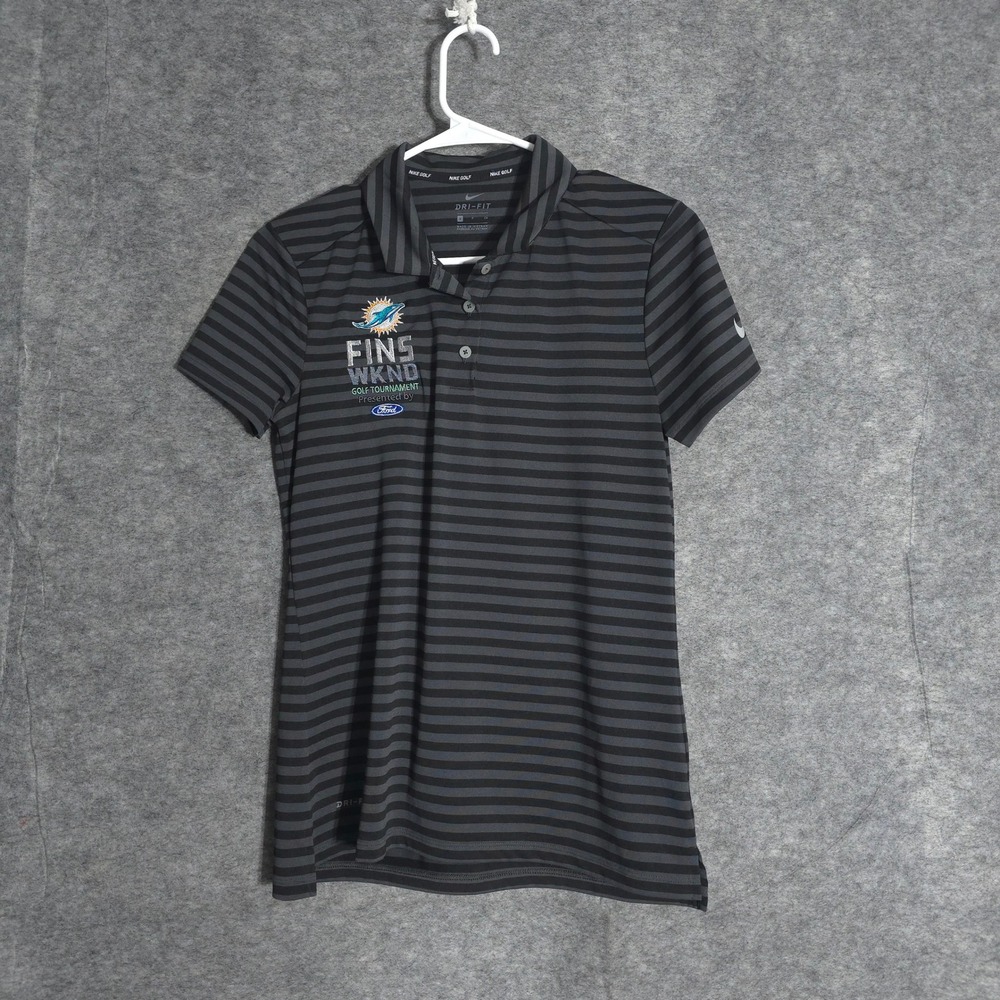 Nike Golf Dri Fit Miami Dolphins Polo Shirt Womens M Aqua NFL Tournament Fins